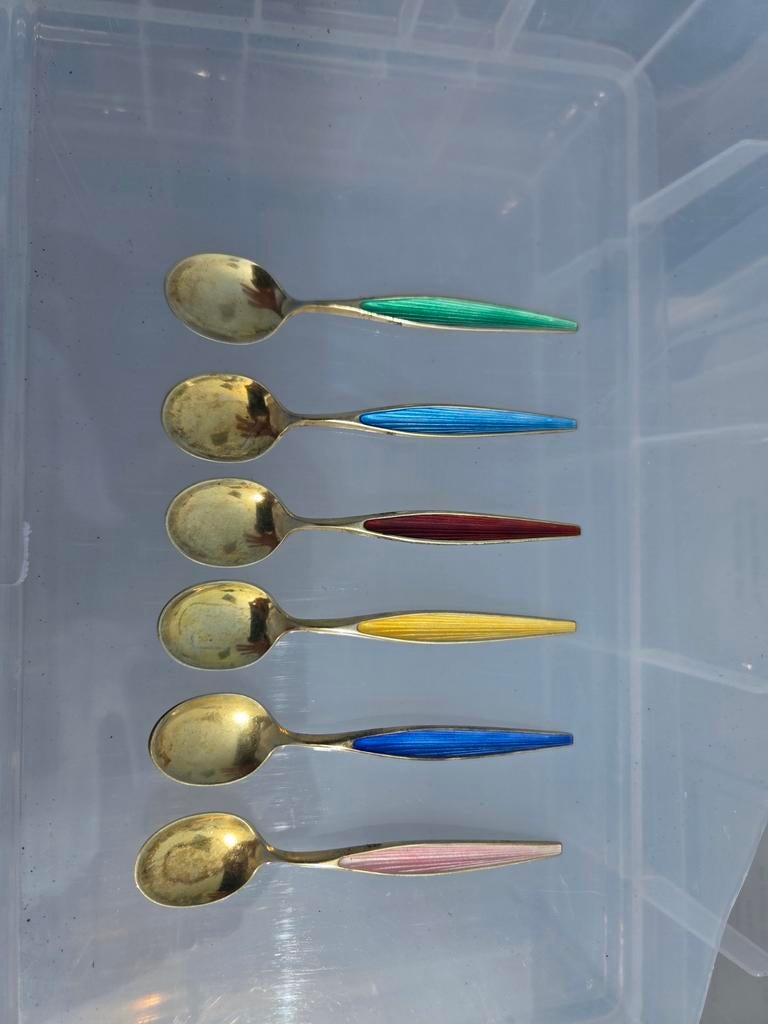 Zilveren lepels emaille, Antiek en Kunst, Antiek | Goud en Zilver, Ophalen of Verzenden, Zilver