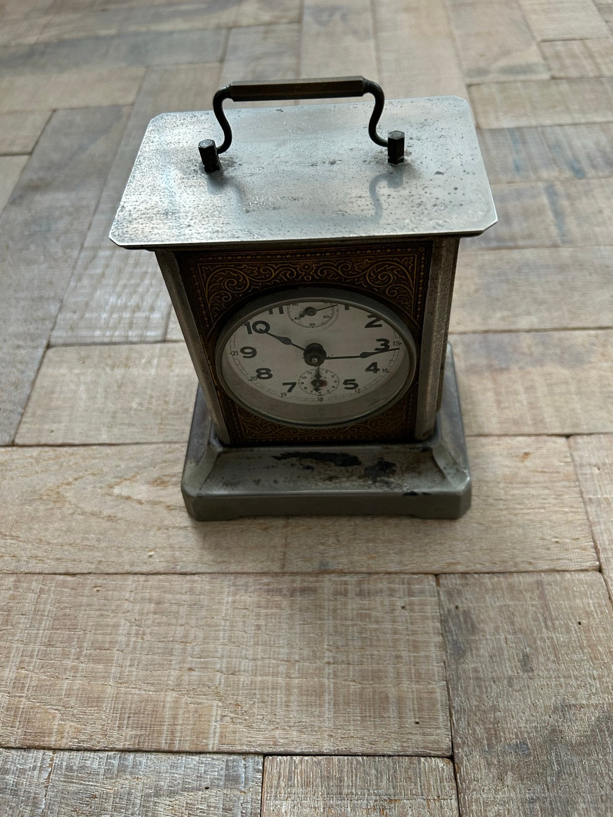 Vintage Antiek klokje met muziekdoosje Duitse muziekklok FMS, Ophalen of Verzenden