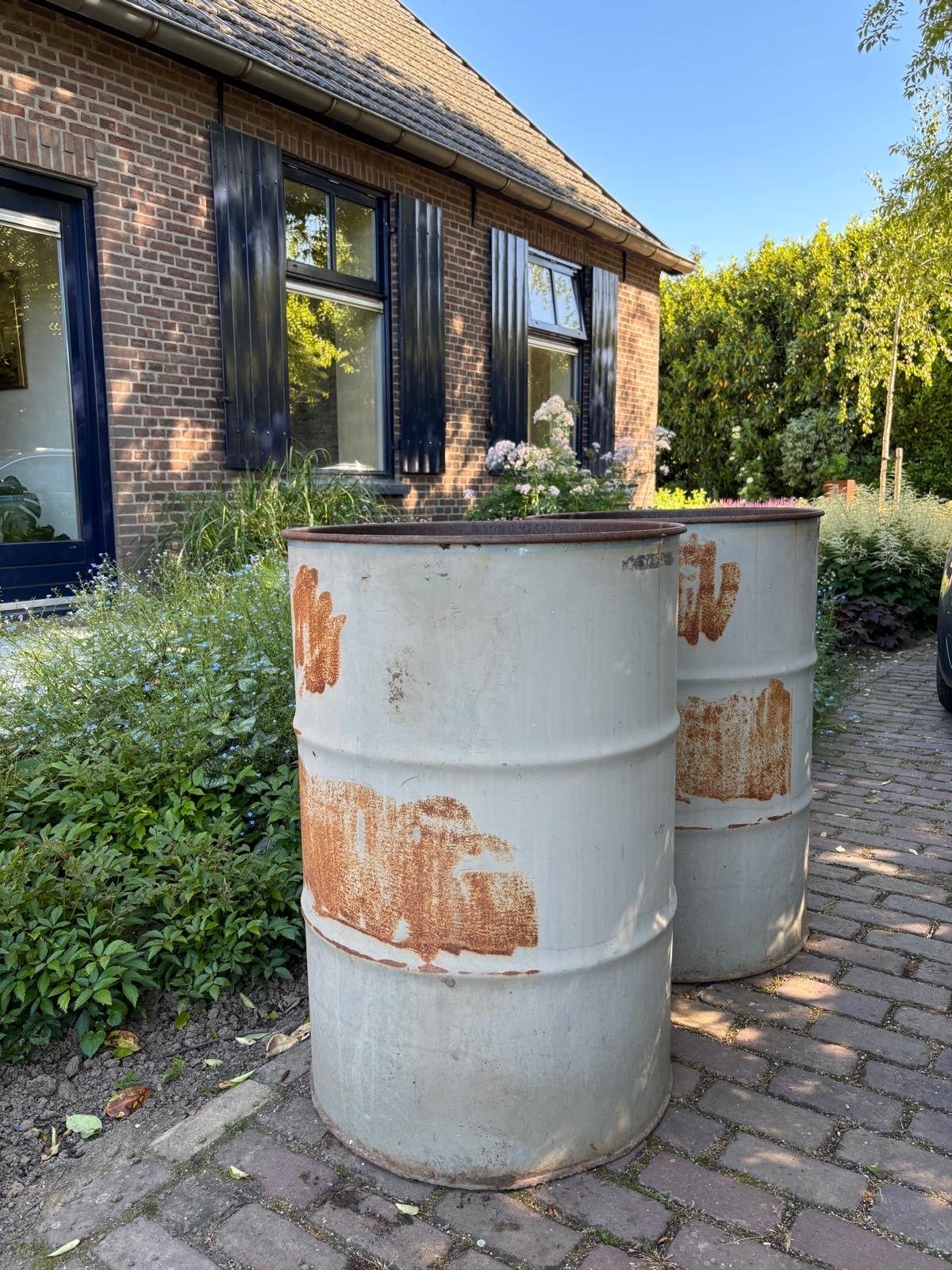 Olievat bloempot - Set van 2, Ophalen, Gebruikt, Minder dan 60 cm, Rond
