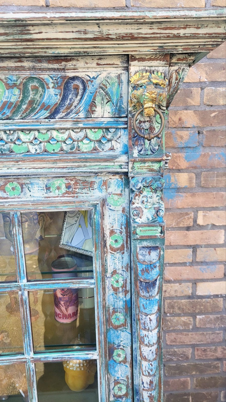 Shabby/Boho/Houtsnijwerk/Ibiza/Kast/Vitrine, Ophalen of Verzenden