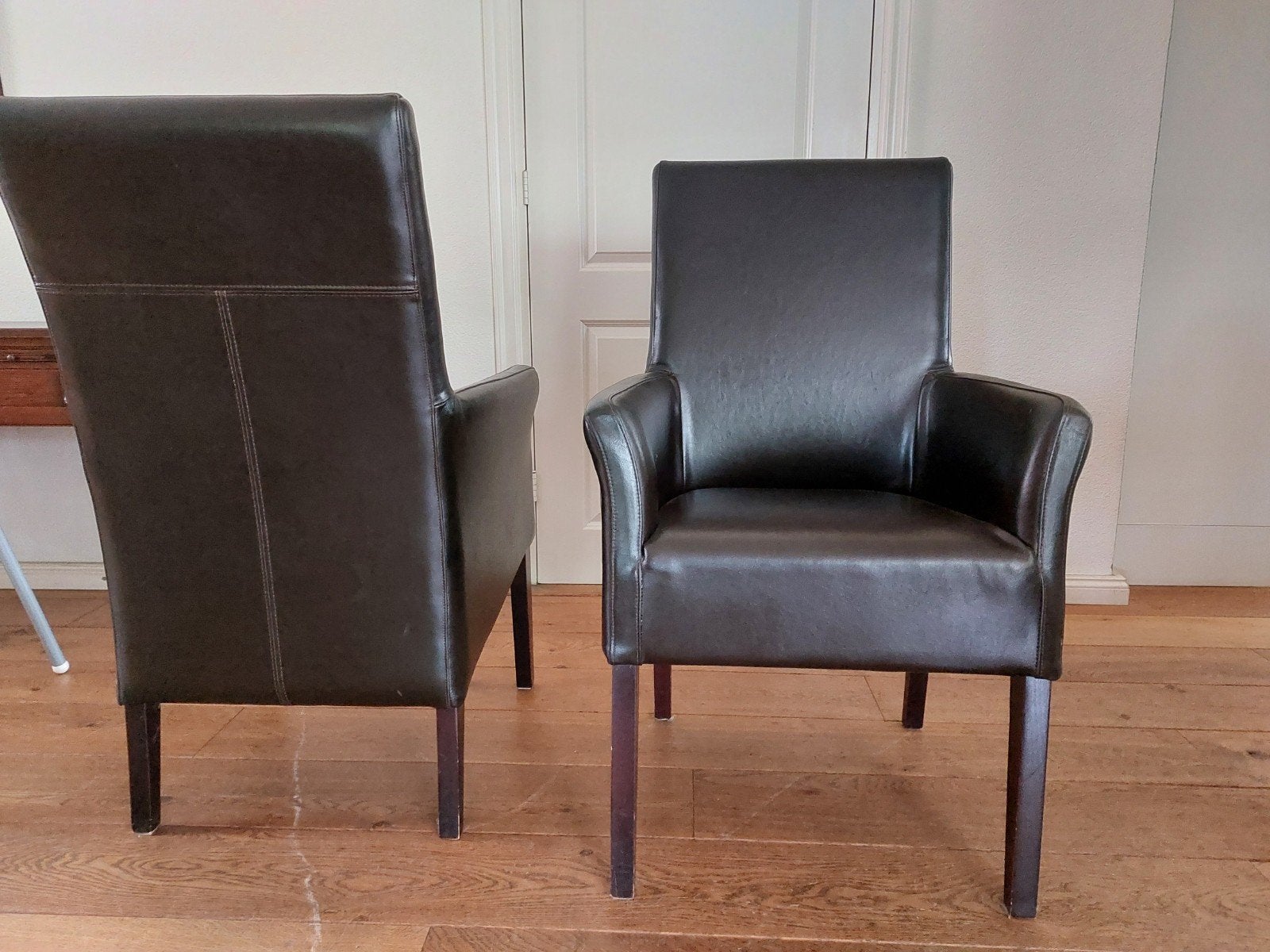 Mooie leren stoelen, Gebruikt, Twee, Bruin, Leer