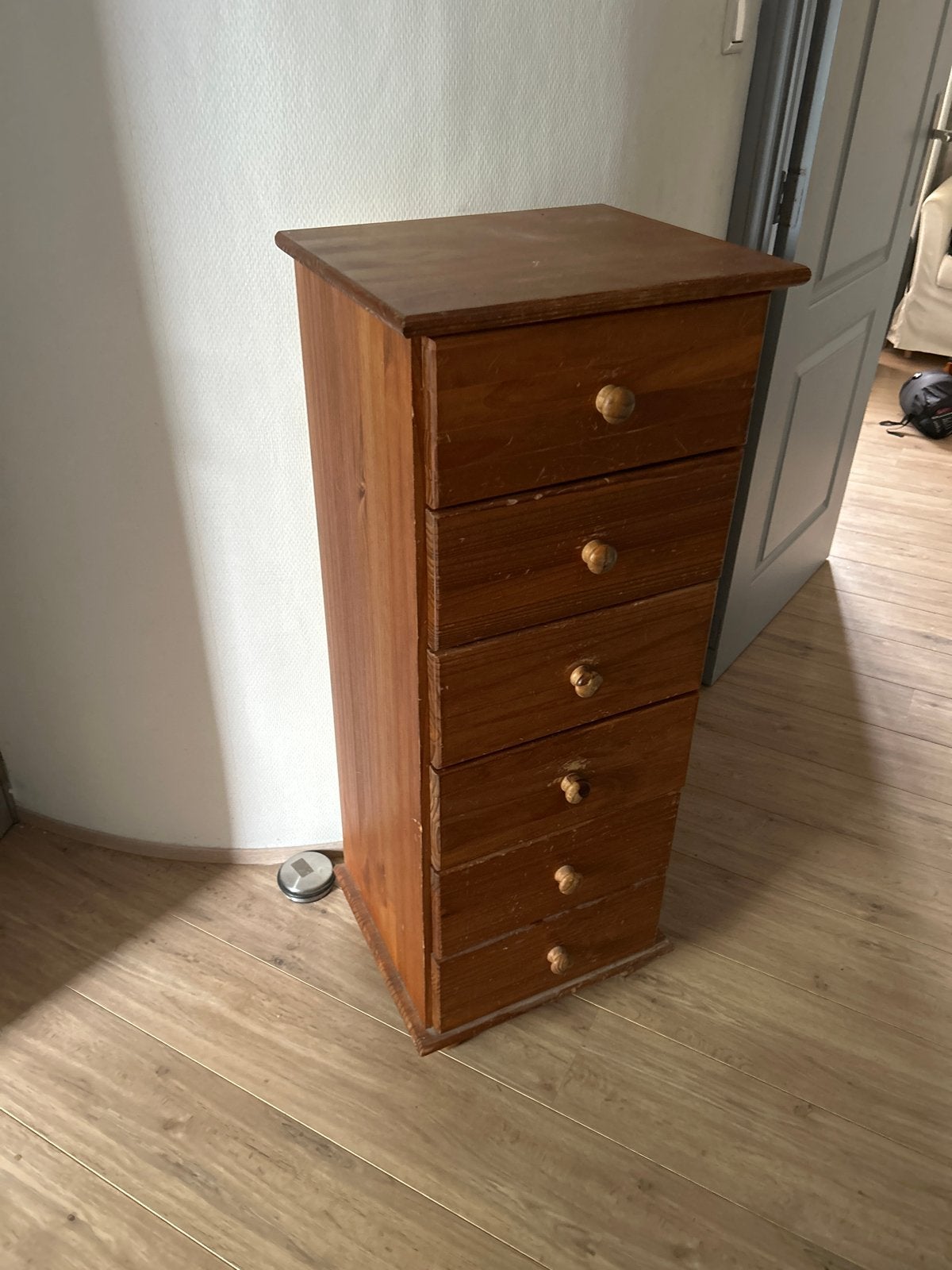 Houten ladekast met 6 laden, Ophalen, Gebruikt, 5 laden of meer, 100 tot 150 cm