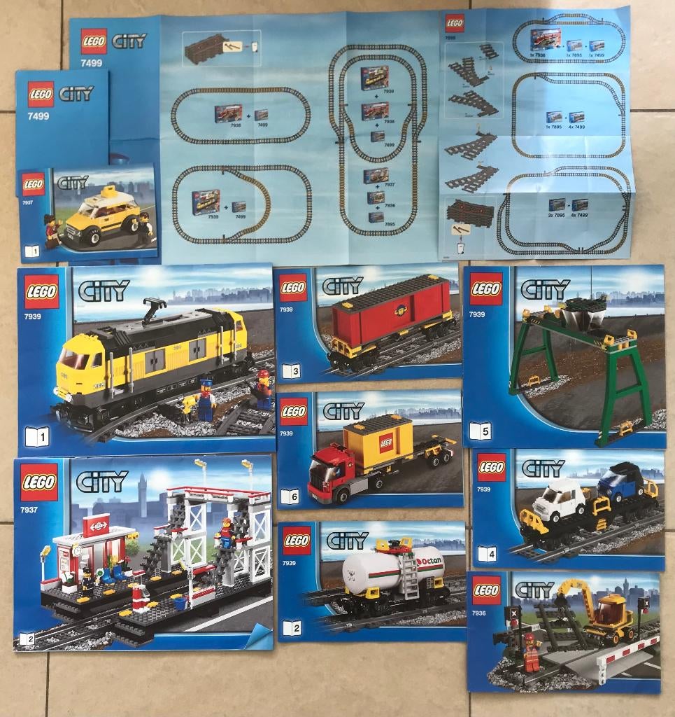 LEGO City Vrachttrein 7939+7937+7936+7895 +7499 (2x), Kinderen en Baby's, Speelgoed | Duplo en Lego, Ophalen, Zo goed als nieuw