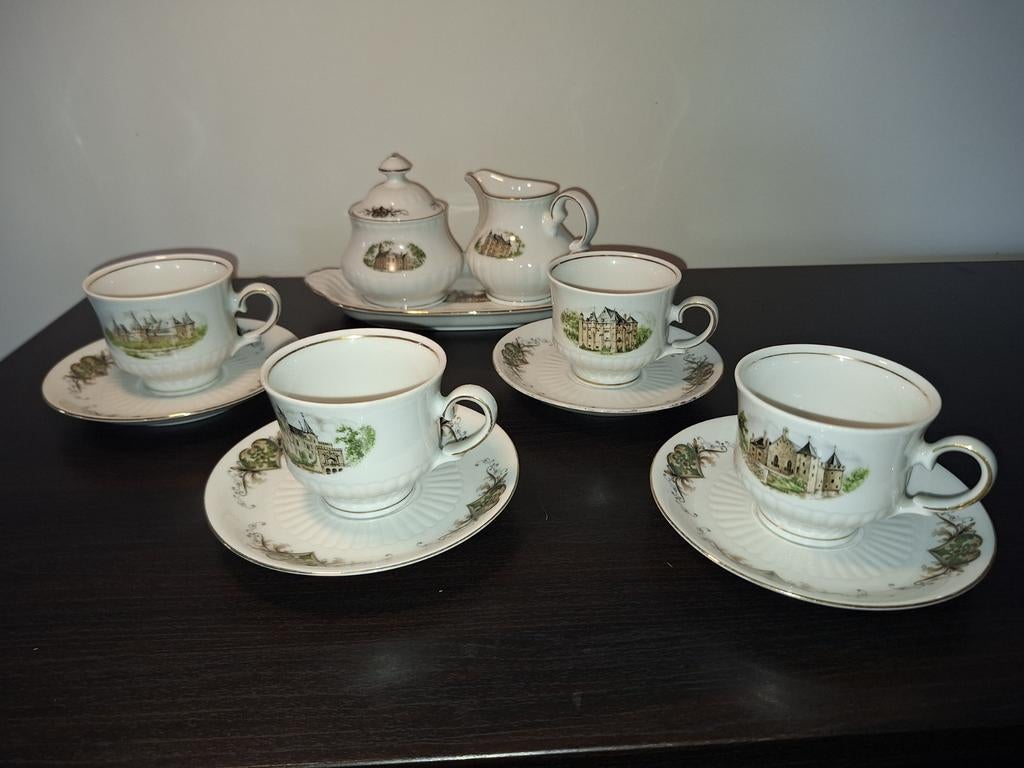Koffieservies met kastelen, Antiek en Kunst, Ophalen of Verzenden