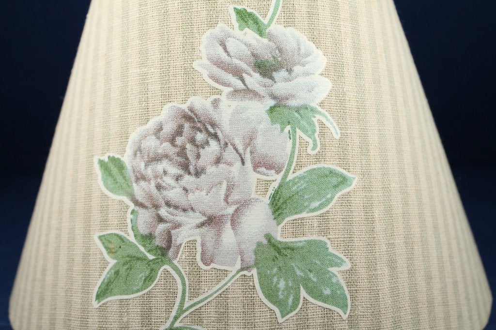 2 x vintage lampenkap stof, bruin gestreept met bloemen. 6C8, Tweedehands verkoop, Tweedehands verkoop, Gebruikt, Bruin