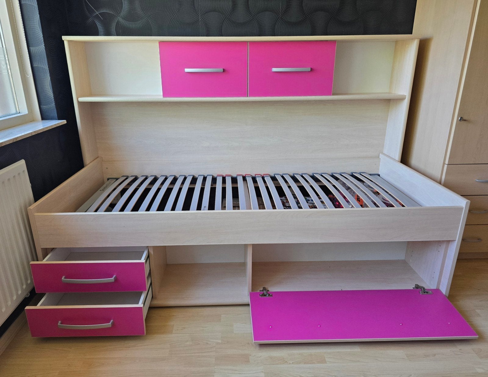 TOPPER !! Tienerkamer / Kajuitbed met buro en ladenblok, Kinderen en Baby's, Kinderkamer | Bedden, Ophalen, 85 tot 100 cm, Zo goed als nieuw
