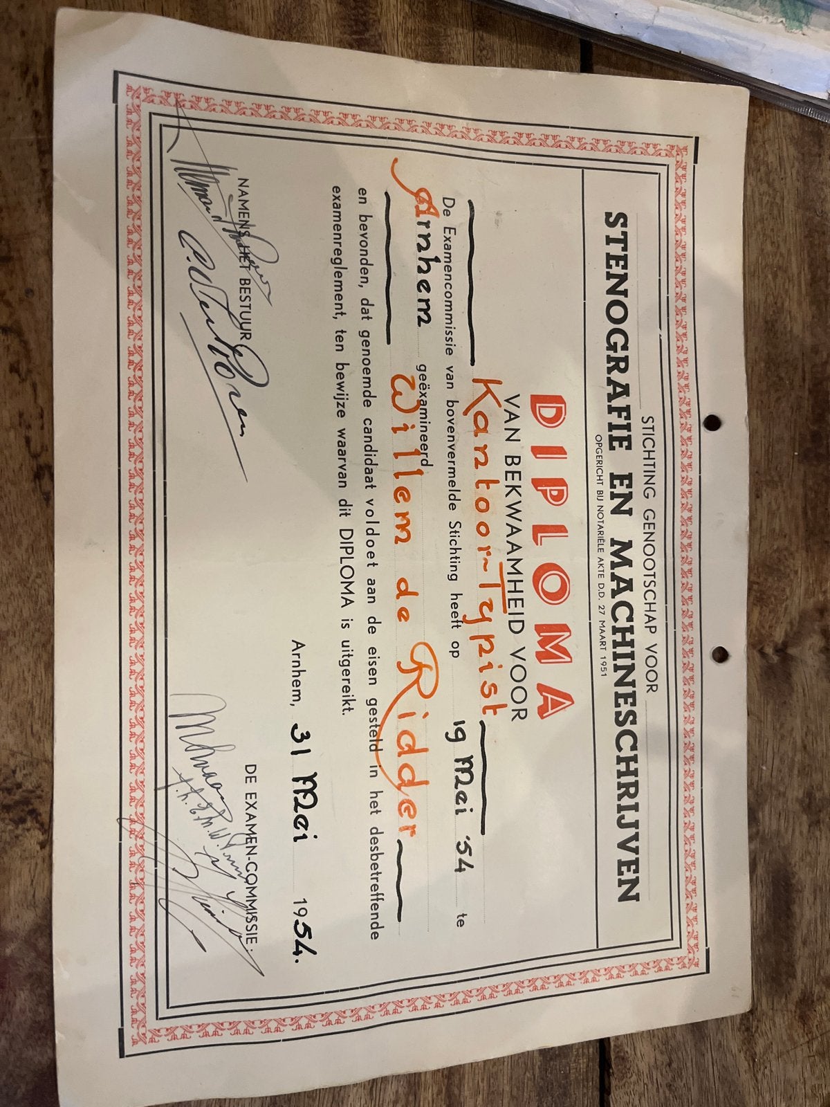 Oud diploma Stichting Genootschap Stenografie en Mach., Ophalen of Verzenden, Gebruikt