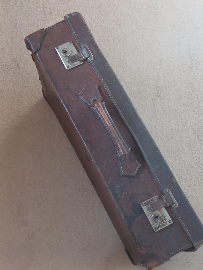 Vintage Leren Koffer Bruin ca. 1930 - 70x45x17 cm, Sieraden, Tassen en Uiterlijk, Koffers, Gebruikt, Leer, 70 cm of meer, 35 tot 45 cm