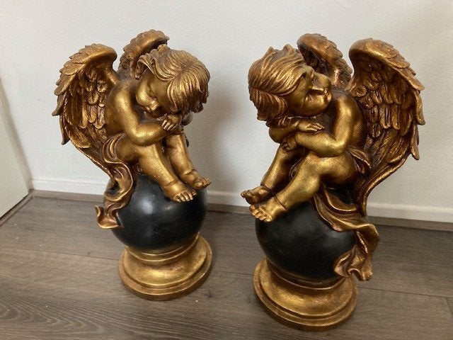 Decoratie Engelen goud kleurig groot, Huis en Inrichting, Ophalen, 20 cm, Decoratieobject, Kunststof