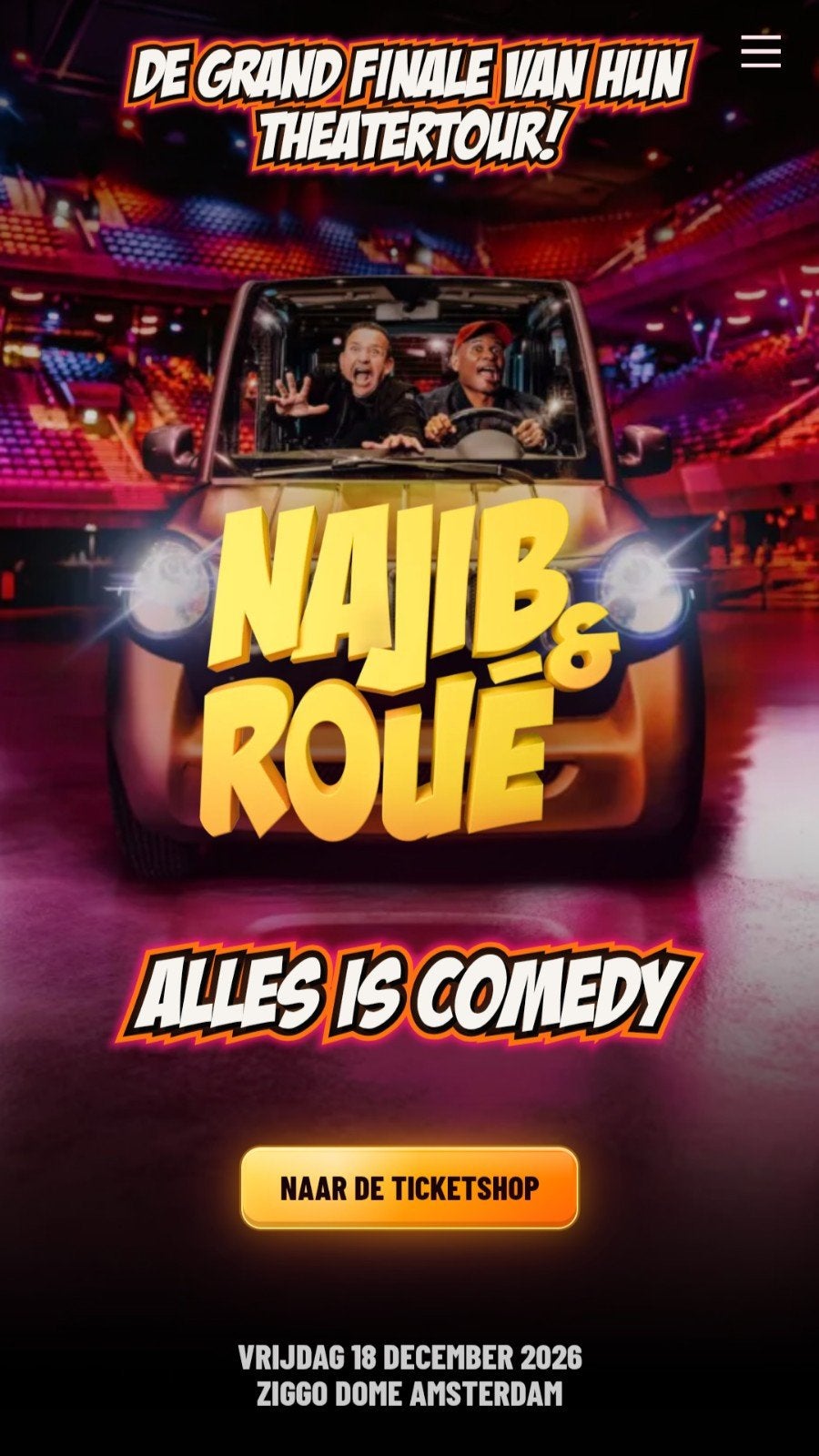 Najib & Roue alles is Comedy ziggo dome 18 dec 2 kaartjes, Twee personen, December