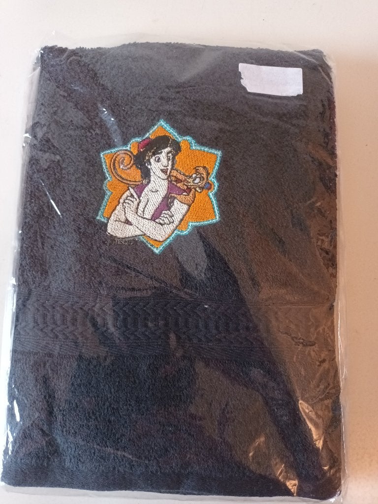 Nieuw geborduurde zwarte handdoek Aladin (50 x 100 cm), Ophalen of Verzenden, Nieuw, Zwart, Handdoek