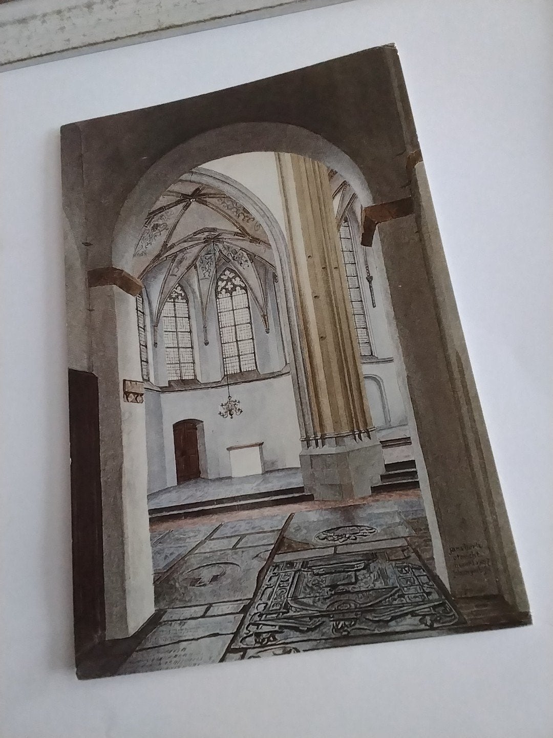 Ansichtkaart: Aquarel van kerkinterieur, Zwolle 1987, Ophalen of Verzenden, 1980 tot heden, Gelopen