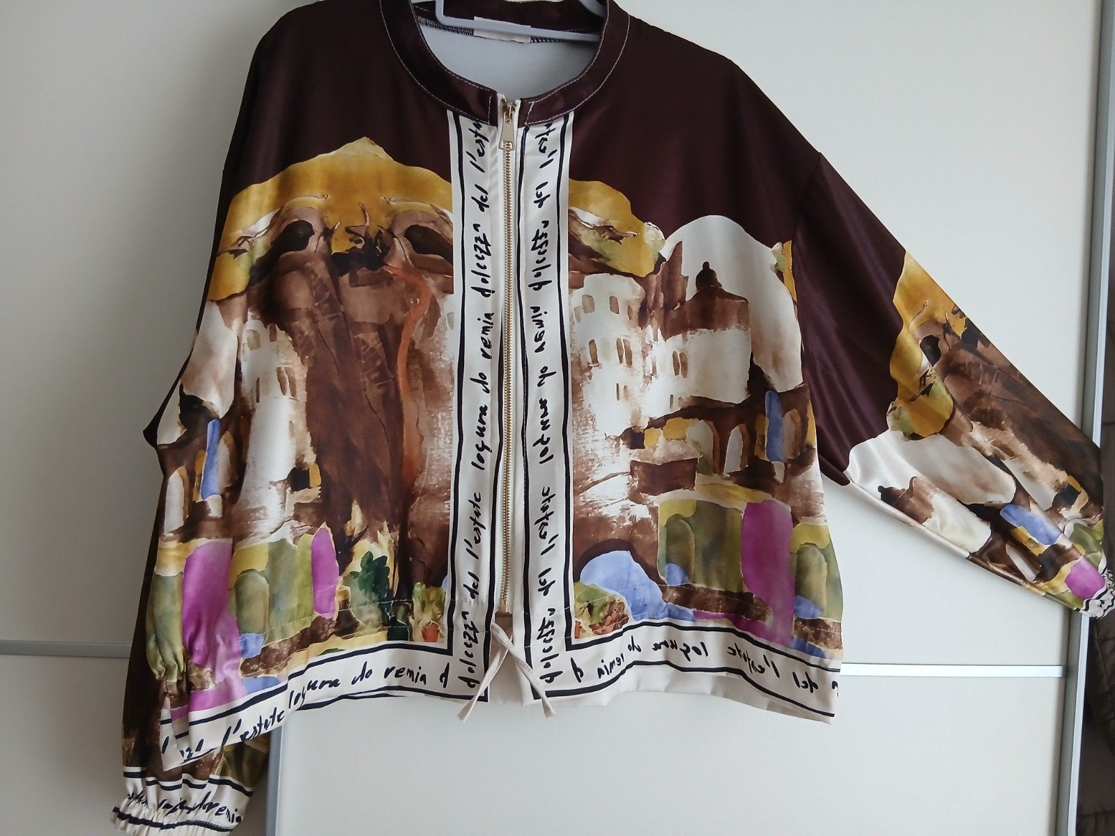 C Melodie Paris Bomberjack met Print - Maat 46/48 (XL), C Melodie Paris, Bruin, Maat 46/48 (XL) of groter, Ophalen of Verzenden