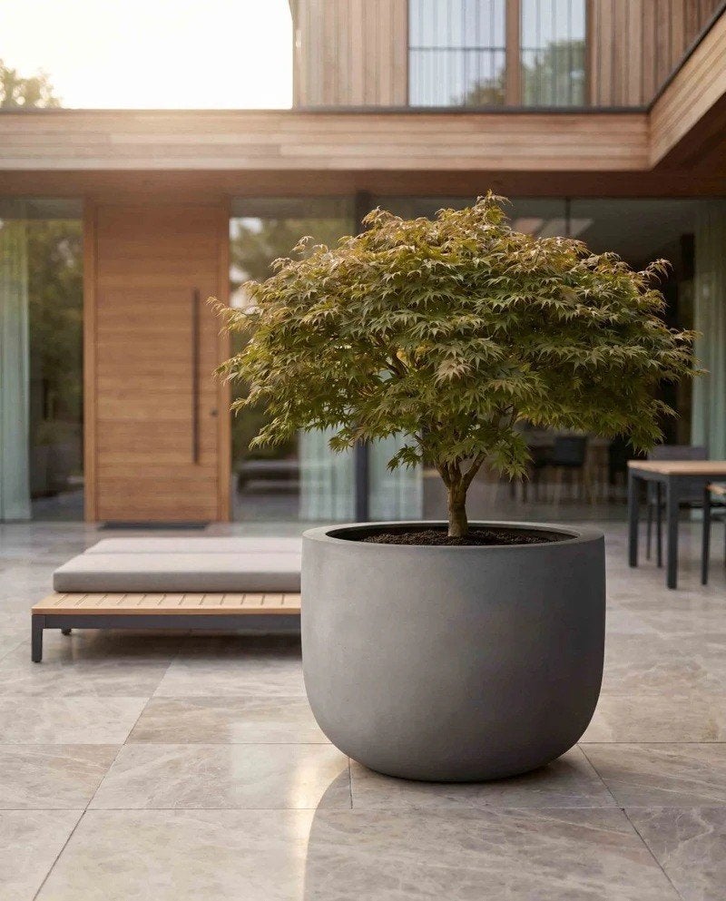 Bloempot Eschbach Concrete Grey D 90 x H 70 cm, Ophalen, Overige materialen, Rond, Nieuw