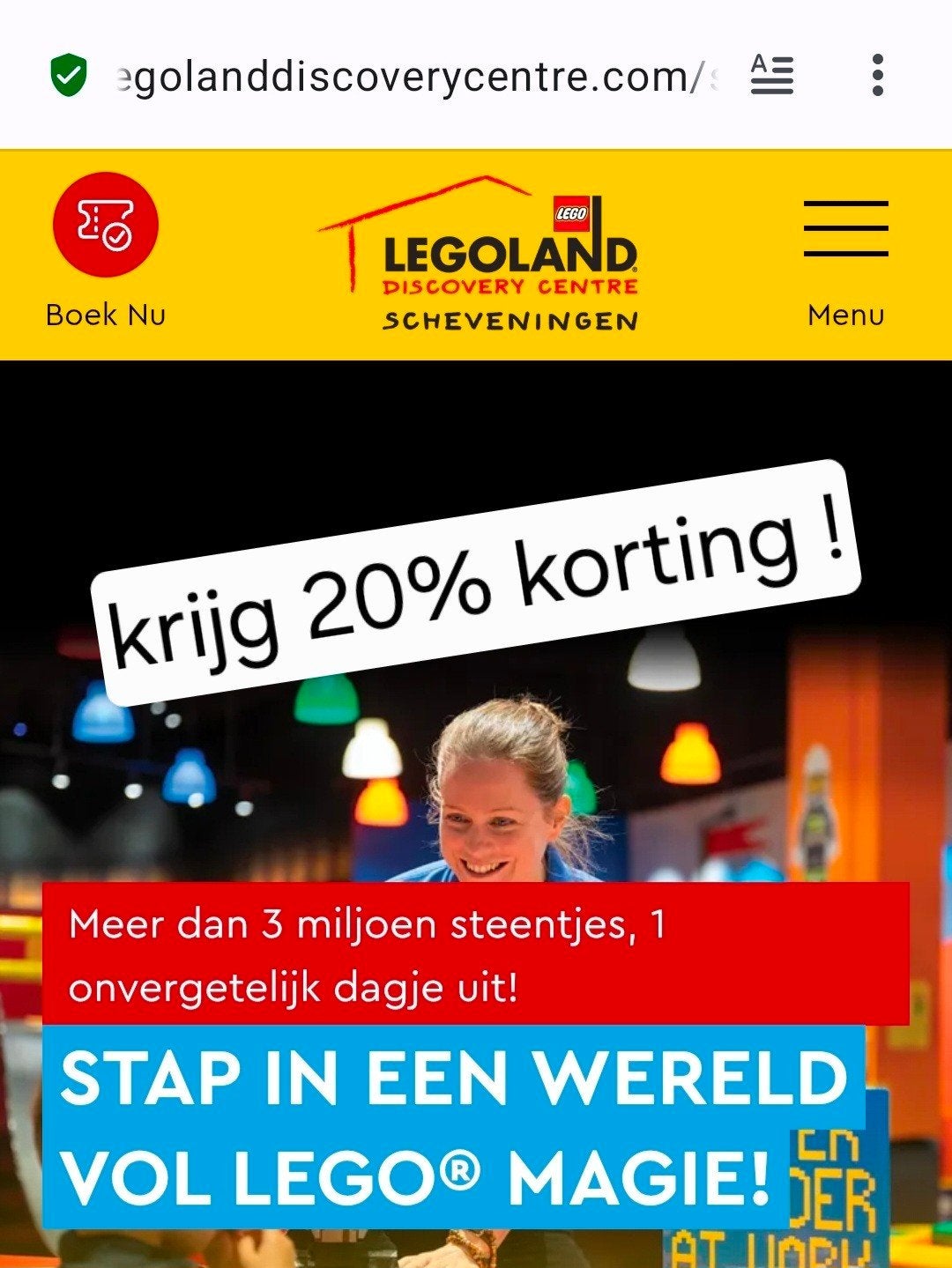 20% korting op LEGO Discovery Centre Scheveningen of Brussel, Tickets en Kaartjes, Drie personen of meer, Kortingsbon, Overige typen