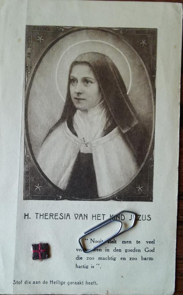 Devotie Prentje Theresia van het Kind Jezus met relikwie h, Ophalen of Verzenden