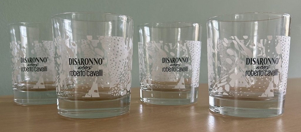 Vier Disaronno wears Roberto Cavalli glazen, limited edition, Verzamelen, Ophalen of Verzenden, Zo goed als nieuw, Overige typen