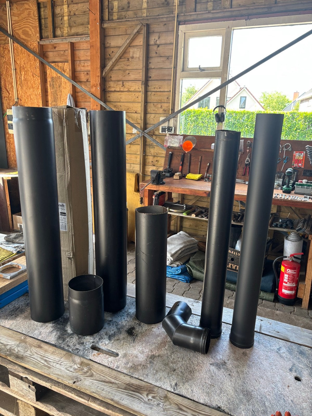 Kachelpijpen en bocht in diverse maten, Ophalen, Gebruikt, Hout, Houtkachel