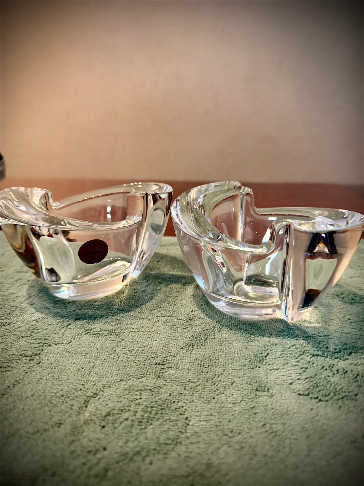 Amalfi Loodkristal 24% waxinelicht houders - Set van 2, Antiek en Kunst, Antiek | Glas en Kristal, Ophalen of Verzenden