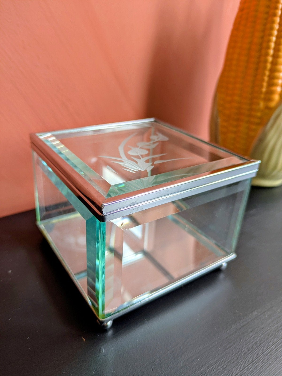 Vintage Hollywood Regency Sieradendoos, Antiek en Kunst, Antiek | Glas en Kristal, Ophalen of Verzenden