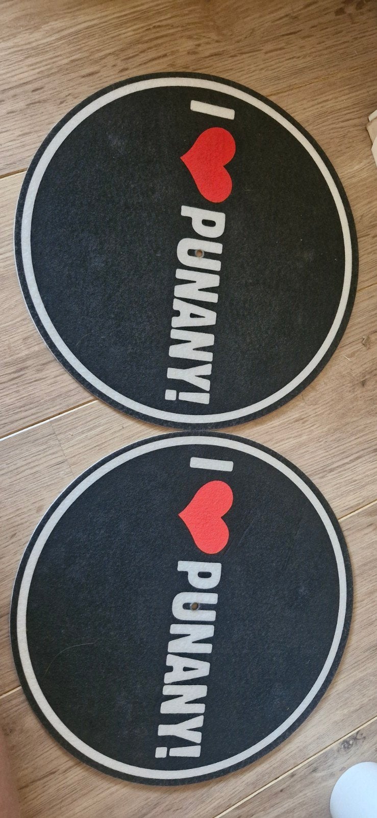 2 slipmatten I love punani, Ophalen of Verzenden, Zo goed als nieuw, Overige formaten, Disco