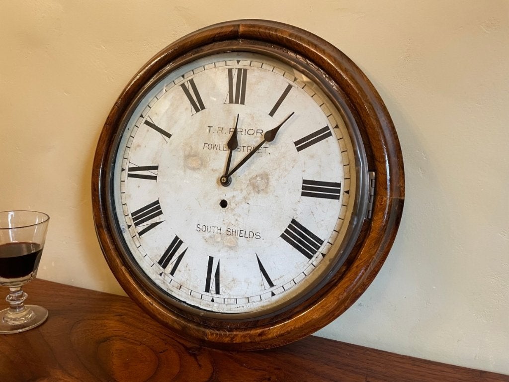 19e eeuw Victoriaanse Klok Wandklok Engels, Antiek en Kunst, Ophalen of Verzenden