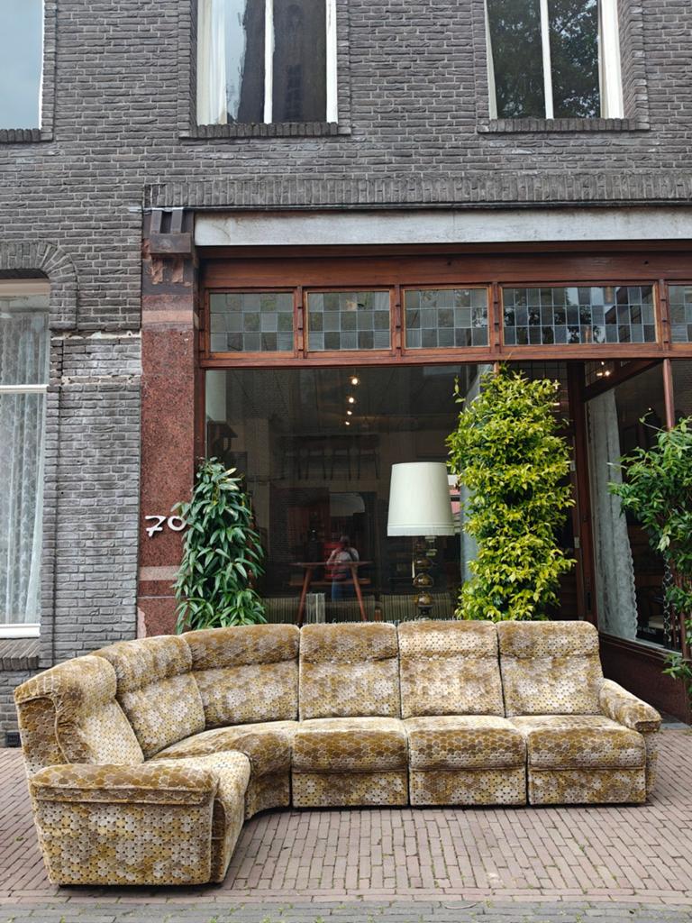 Vintage 70's modulaire bank groen / schubbenpatroon, Gebruikt, Minder dan 75 cm, Hoofdstraat 70 Terborg, Stof