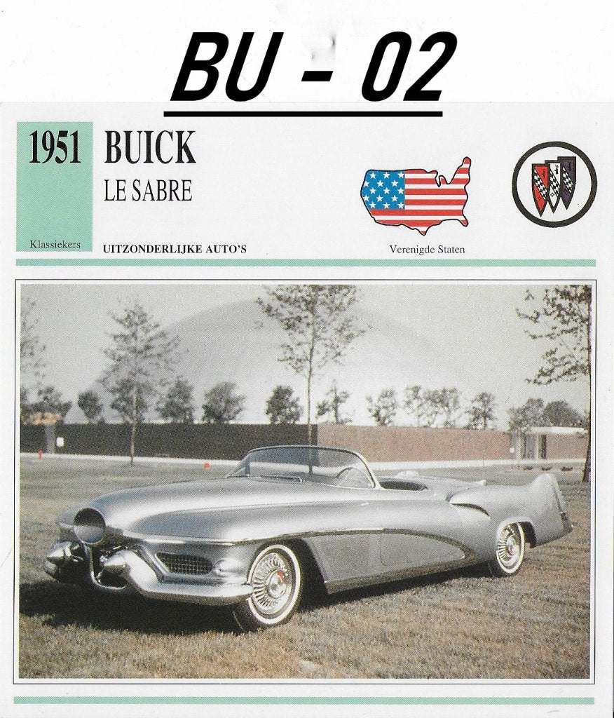 Bu02 Autokaart Buick Le Sabre ( 1951 ), Ophalen of Verzenden, Zo goed als nieuw, Auto's
