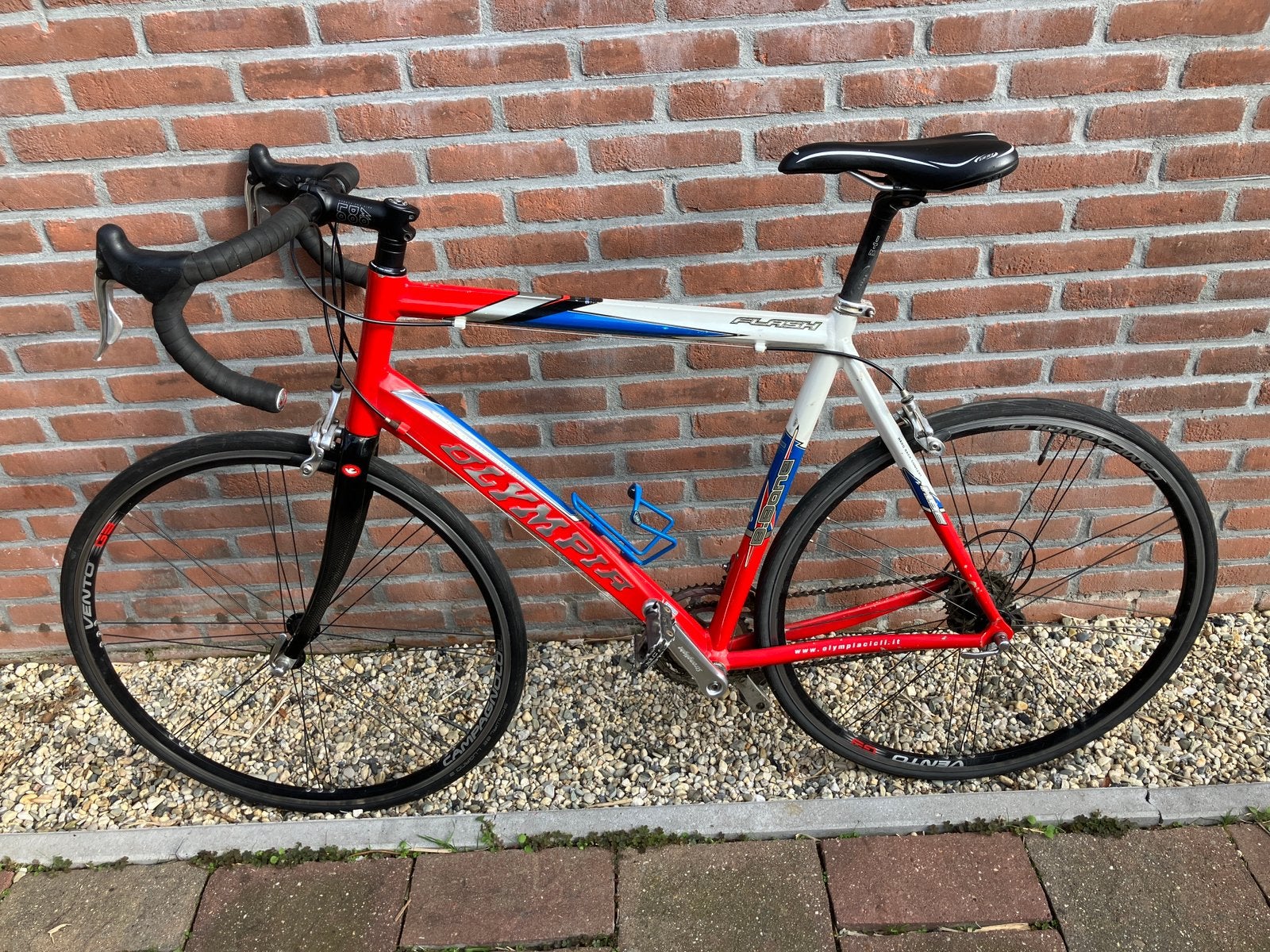 Olympia B-Bone Flash racefiets - Rood/Wit/Blauw, Fietsen en Brommers, 28 inch, Gebruikt, Velgrem, 15 tot 20 versnellingen