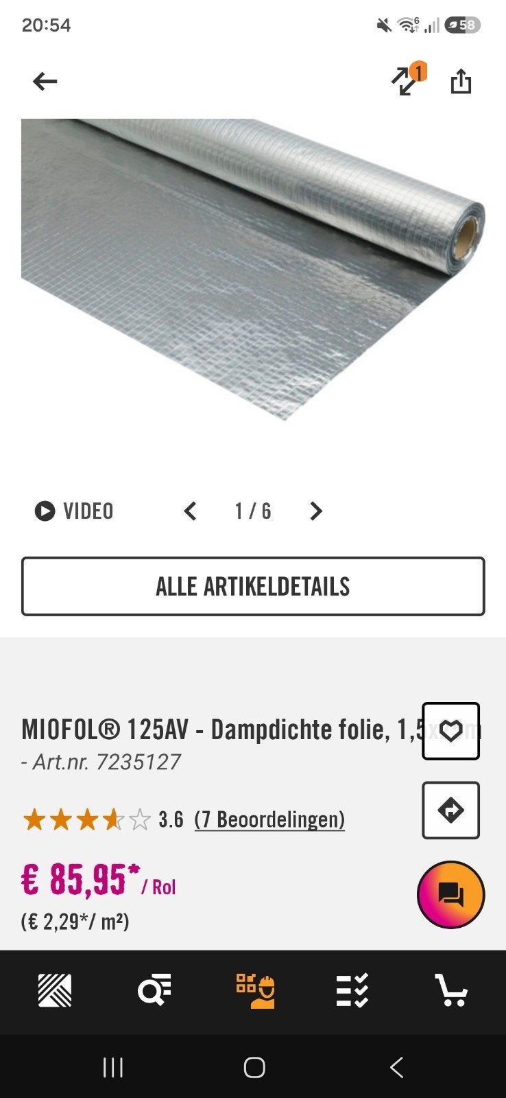 Dampdichte folie - ca. 10m x 1,5m - Nieuwstaat, Doe-het-zelf en Verbouw, Ophalen of Verzenden