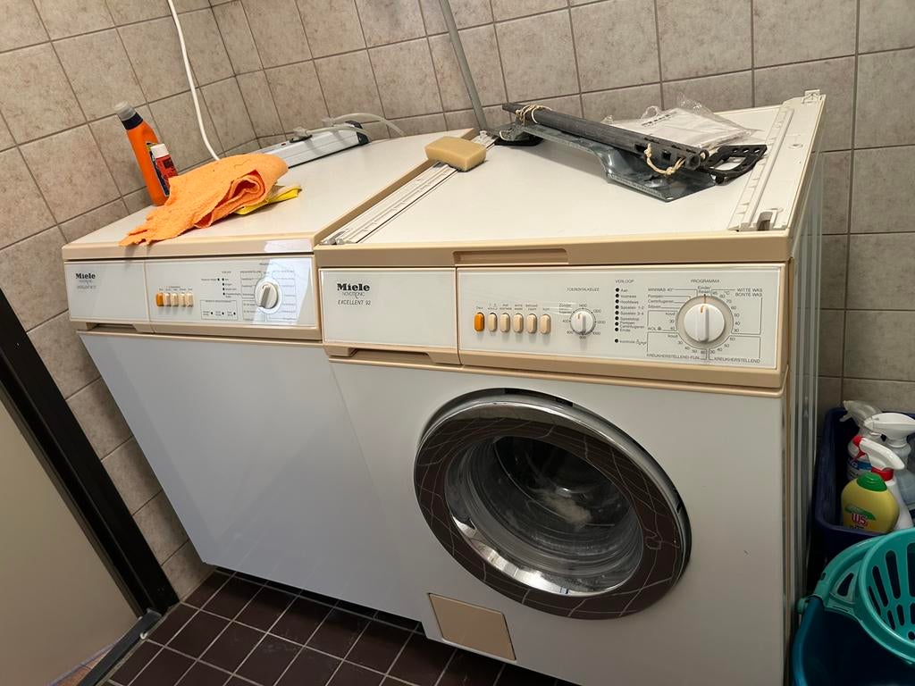 Miele wasmachine en droger, Witgoed en Apparatuur, Wasmachines, 1200 tot 1600 toeren, Gebruikt, Minder dan 85 cm, 4 tot 6 kg
