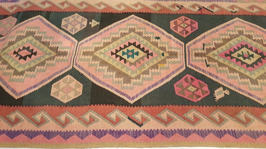 Karabagh kelim 340 x 155/Vloerkleed/Perzische tapijten/Loper, Blauw, Www.simatapijten.nl, 150 tot 200 cm, 200 cm of meer