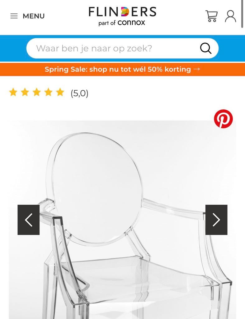 Kartell Louis Ghost chair stoel kristal transparant, Huis en Inrichting, Stoelen, Ophalen, Kunststof, Overige kleuren, Zo goed als nieuw