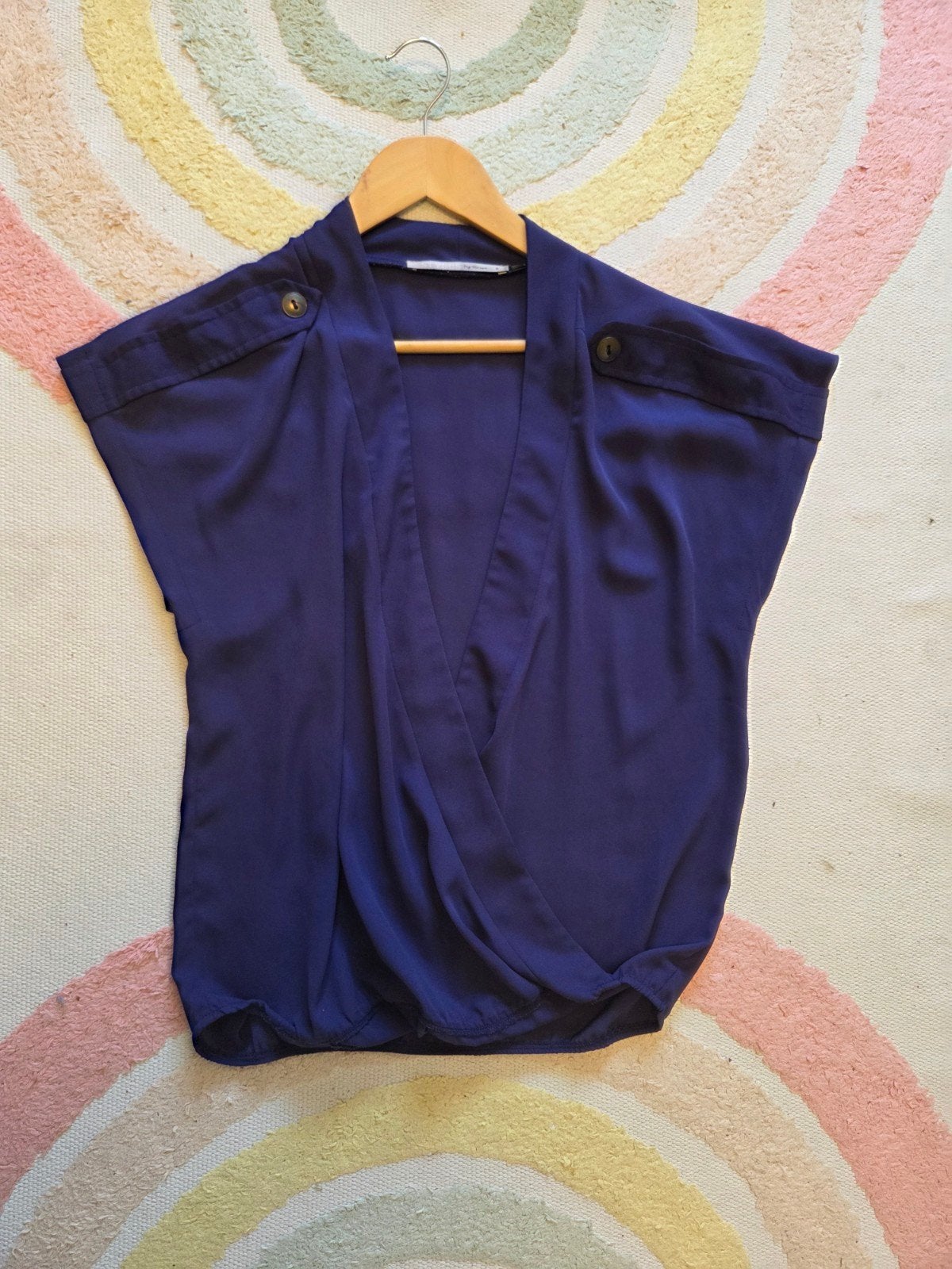 Paarse blouse steps maat s korte mouw en openvallend knopen, Paars, Ophalen of Verzenden, Zo goed als nieuw, Steps