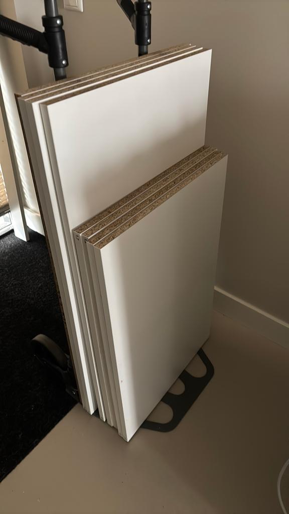 8 kastplanken 18mm dik wit, Ophalen, Minder dan 25 mm, Zo goed als nieuw, Plank
