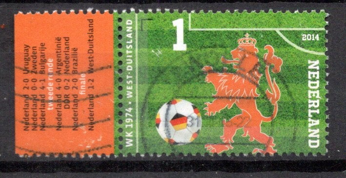 gestempelde zegel. jaar 2014: WK voetbal met tab, Ophalen of Verzenden, Na 1940, Gestempeld
