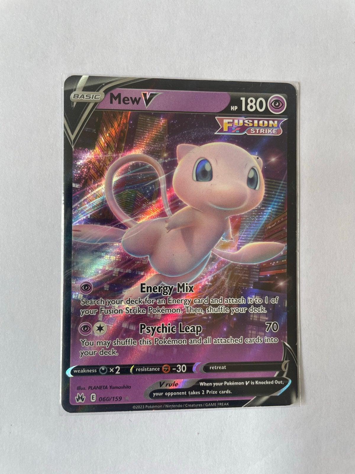 Mew V (060/159) Fusion Strike Pokémon Kaart, Ophalen of Verzenden, Nieuw, Losse kaart