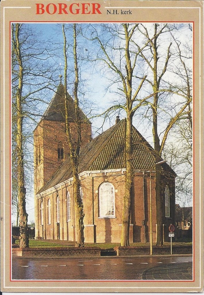 Sus4 gelopen ansichtkaart borger ned. Herv. Kerk, Ophalen of Verzenden, 1980 tot heden, Gelopen