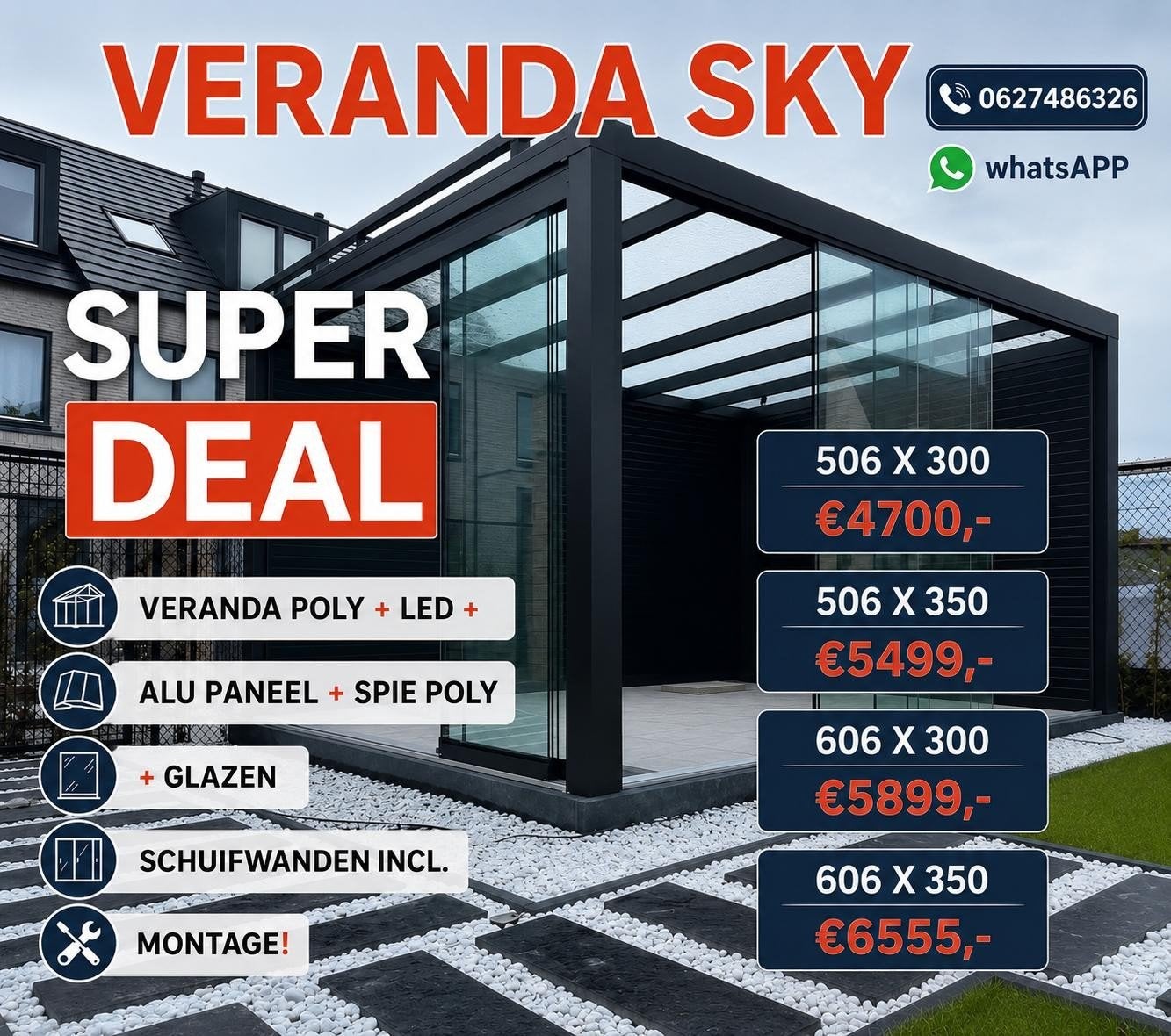 Sky Veranda: Kwaliteit, Duidelijkheid & Geen Verrassingen, Ophalen of Verzenden, Nieuw, Veranda