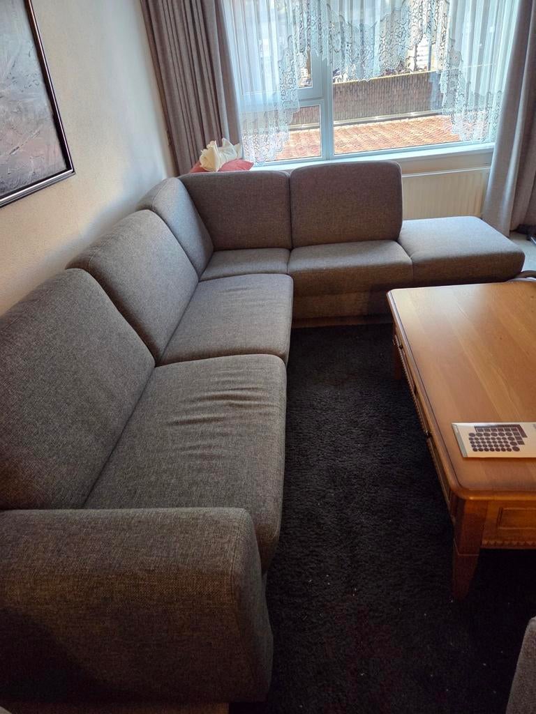 Comfortabele hoekbank - Grijs stoffen bankstel, Huis en Inrichting, Gebruikt, 100 tot 125 cm, Hoekbank, 300 cm of meer