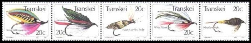 TRANSKEI 1983 Kunstvliegen (IV), Michel: 115-19 se-tenant st, Verzenden, Zuid-Afrika, Postfris