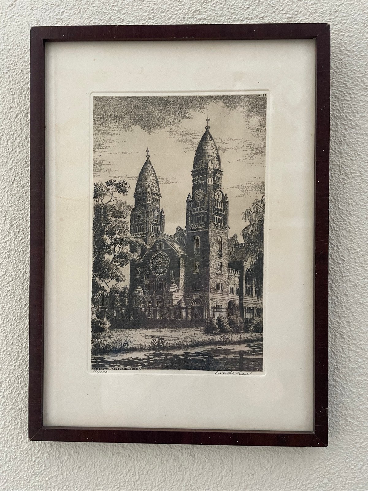 Rotterdam ets Koninginnekerk, Antiek en Kunst, Kunst | Etsen en Gravures, Ophalen of Verzenden, Stadsgezicht, Ets