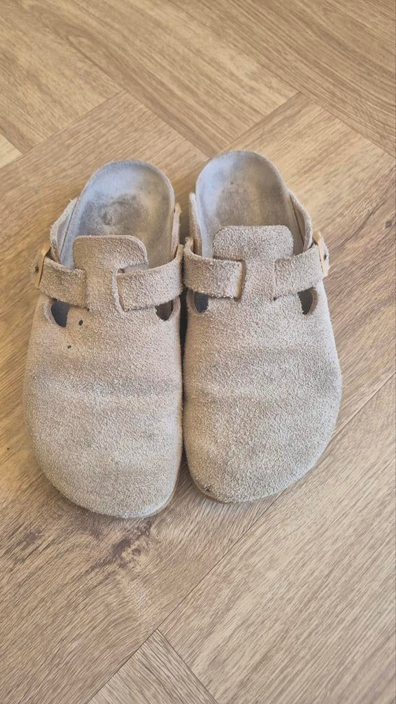 Birkenstock Boston klompen - Beige suède, Ophalen of Verzenden, Gedragen, Birkenstock, Instappers