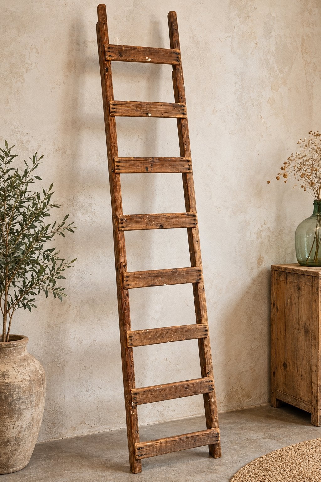 Originele oude houten schildersladder – brocante decoratie, Doe-het-zelf en Verbouw, Ophalen, Zo goed als nieuw, Minder dan 2 meter