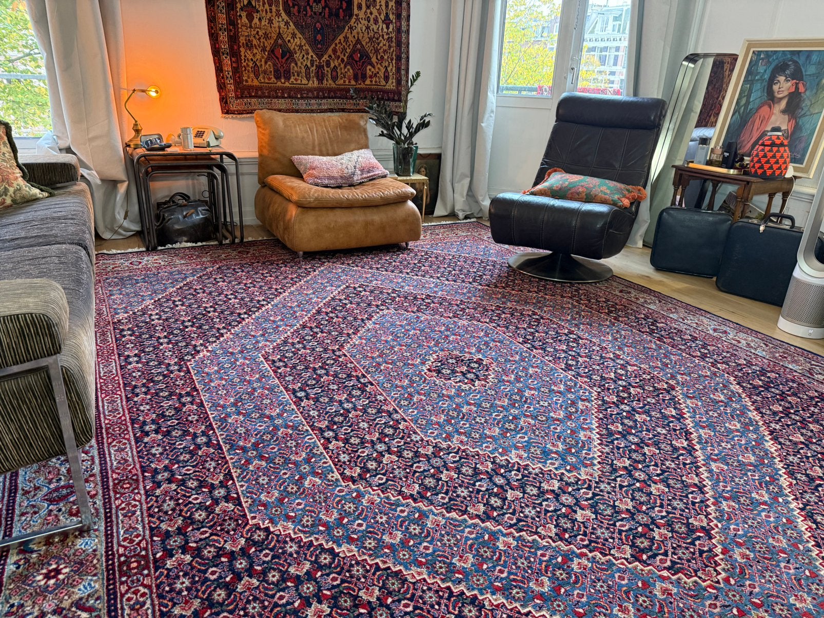 Authentiek handgeknoopt Perzisch Bidjar tapijt 405 x 295 cm, 1053ML, Amsterdam, Hotel chique, modern, klassiek, eclectisch, vintage