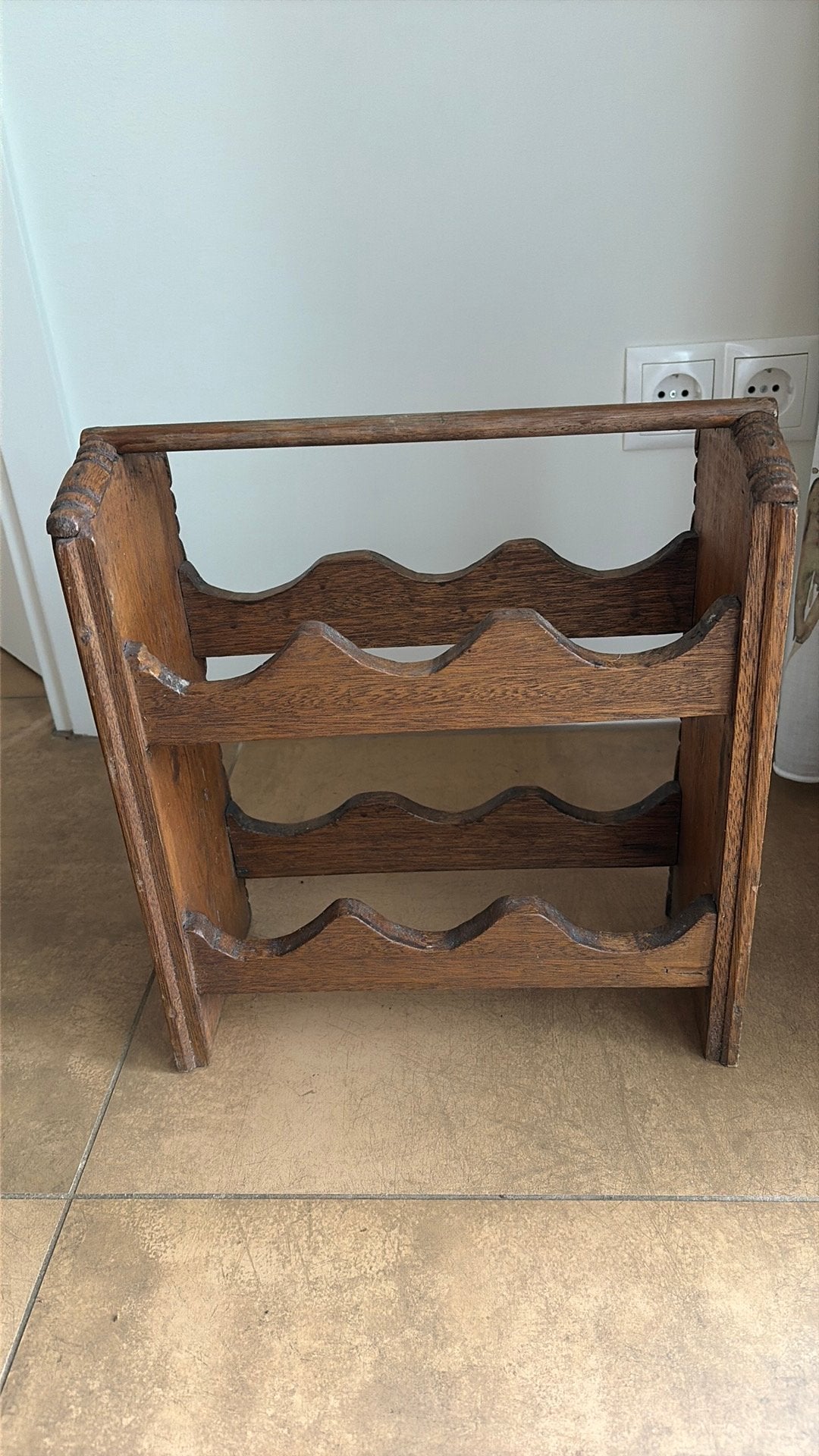Vintage eikenhouten wijnrek, Ophalen of Verzenden, Zo goed als nieuw, Hout, Minder dan 5 flessen