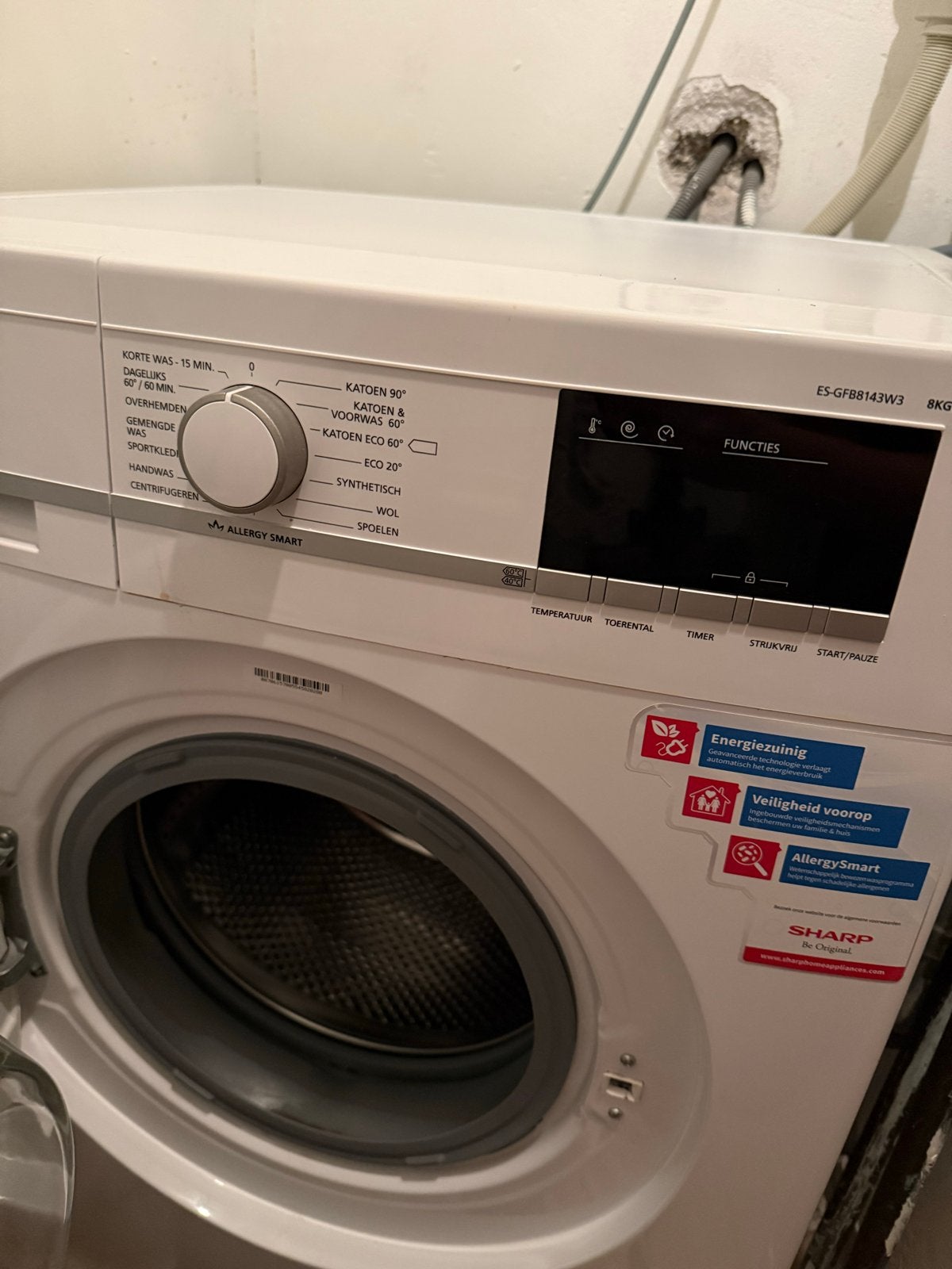Sharp Wasmachine ES-GF8814W3 - 8kg, Energiezuinig