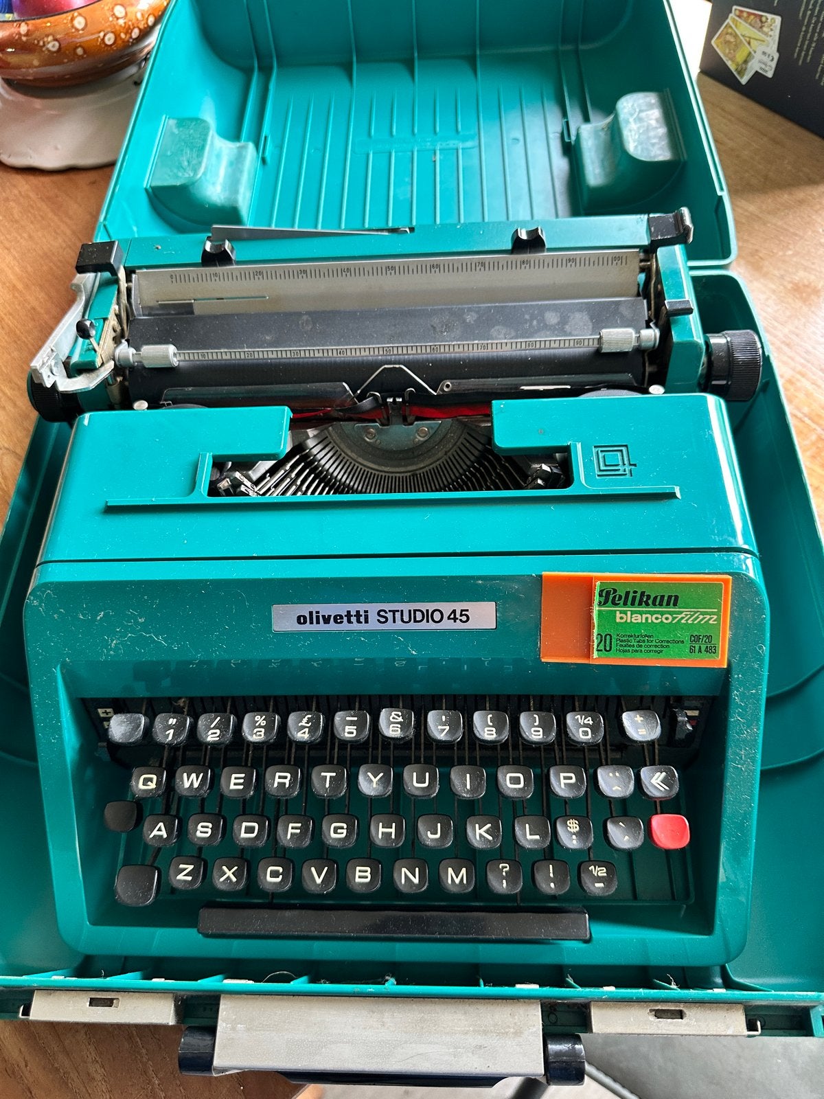 vintage Olivetti Studio 45 typemachine patrol blue kleur#v#, Diversen, Typemachines, Ophalen, Zo goed als nieuw