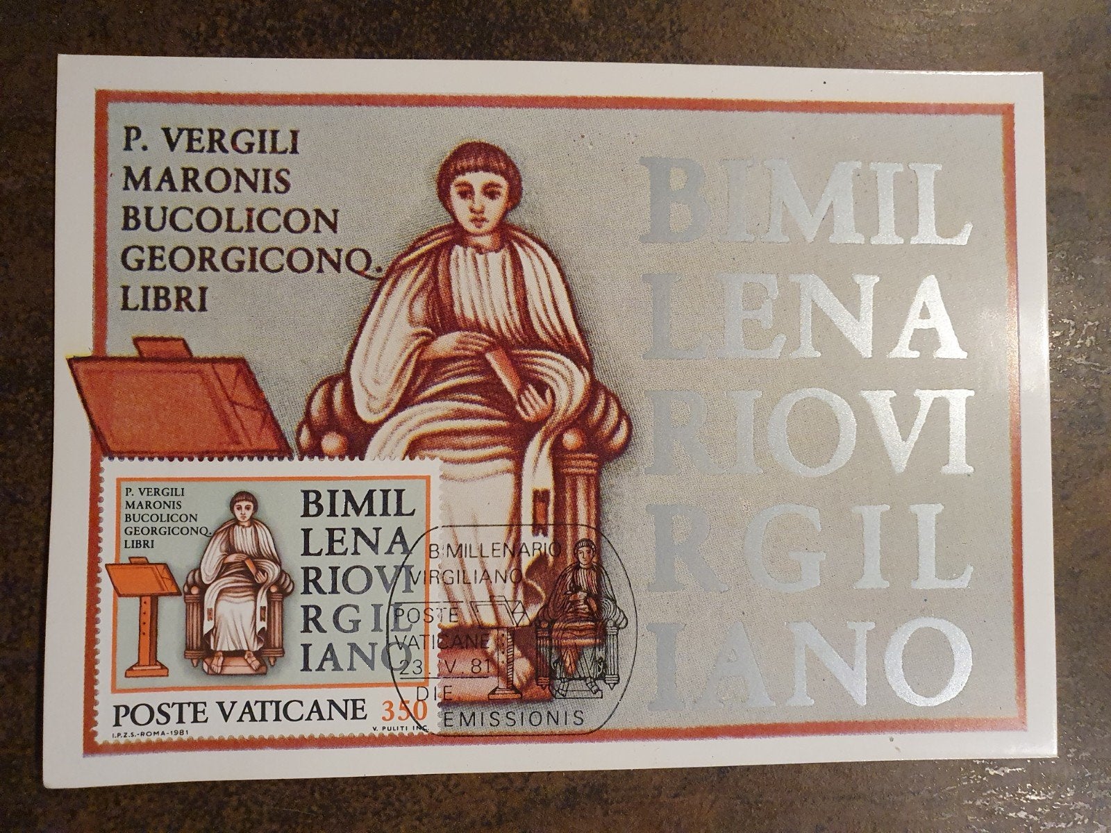 Vaticaan 1981 Bimillenario Virgiliano Eerste Dag Stempel, Met stempel, Ophalen of Verzenden, Gestempeld, 1e dag stempel