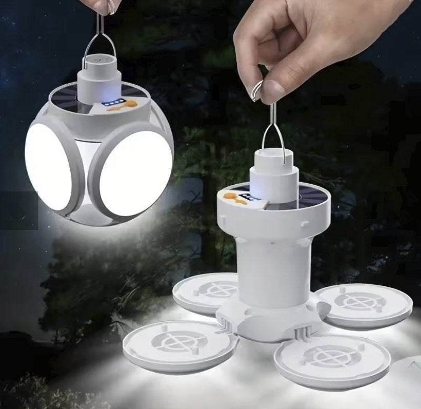 Campinglamp, uitklapbaar en oplaadbaar via USB en solar, Ophalen of Verzenden, Nieuw